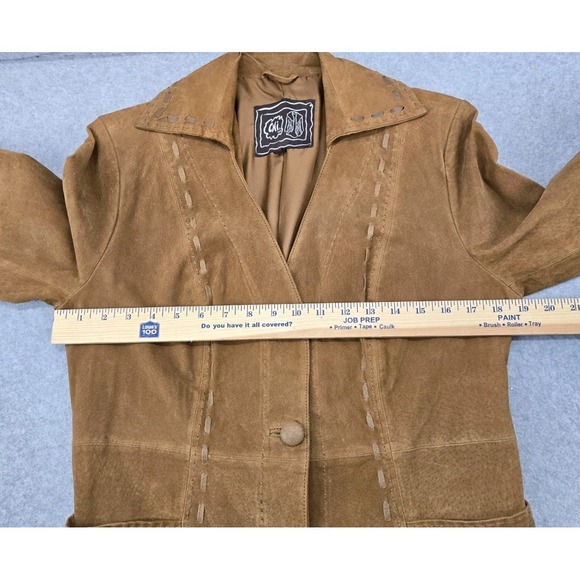 Vintage Chi by Falchi Sueded Leather Western Jacket Women S Brown Boho - Picture 6 of 11